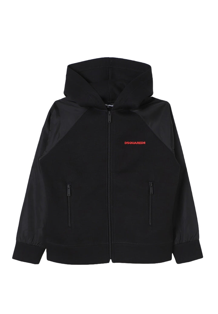 Felpa zip nera per bambino