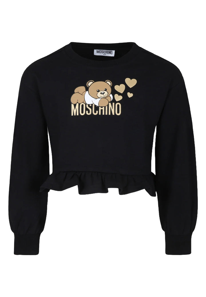 Schwarzes Sweatshirt mit Rundhalsausschnitt für Mädchen