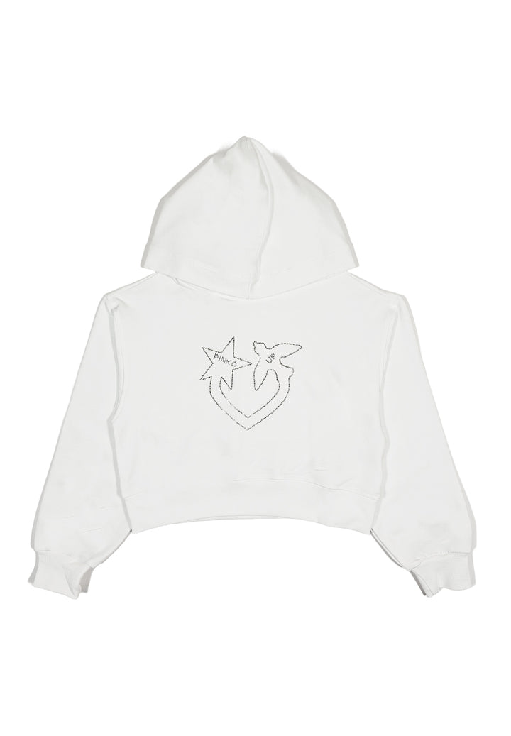 Felpa cappuccio bianca per bambina