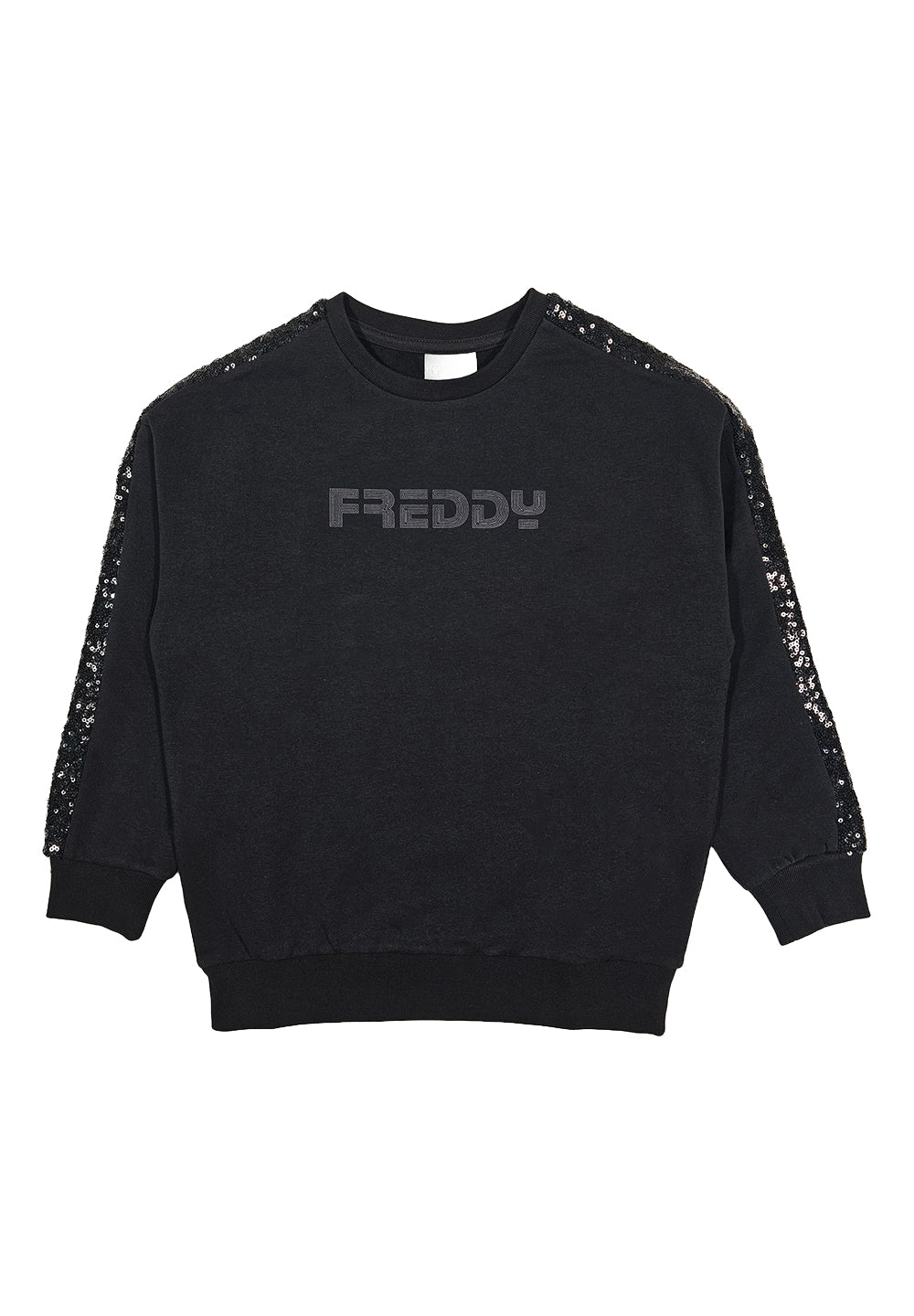 Schwarzes Sweatshirt mit Rundhalsausschnitt für Mädchen
