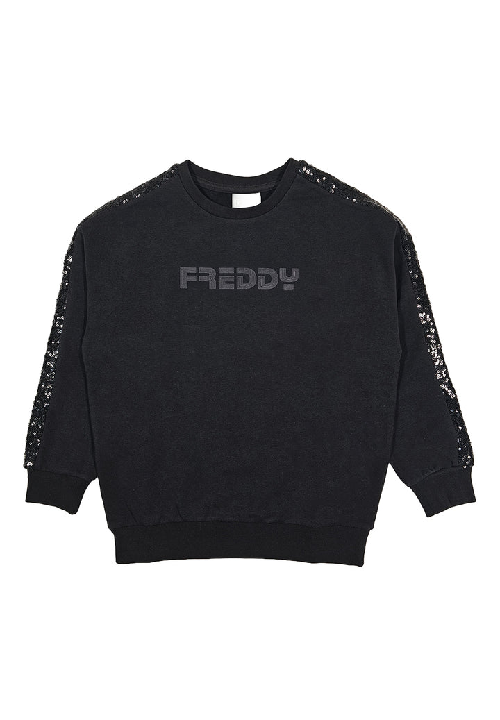 Schwarzes Sweatshirt mit Rundhalsausschnitt für Mädchen