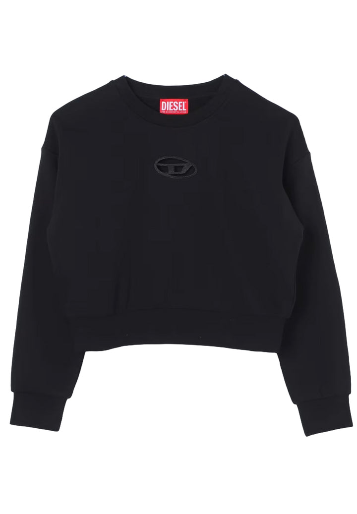 Schwarzes Sweatshirt mit Rundhalsausschnitt für Mädchen