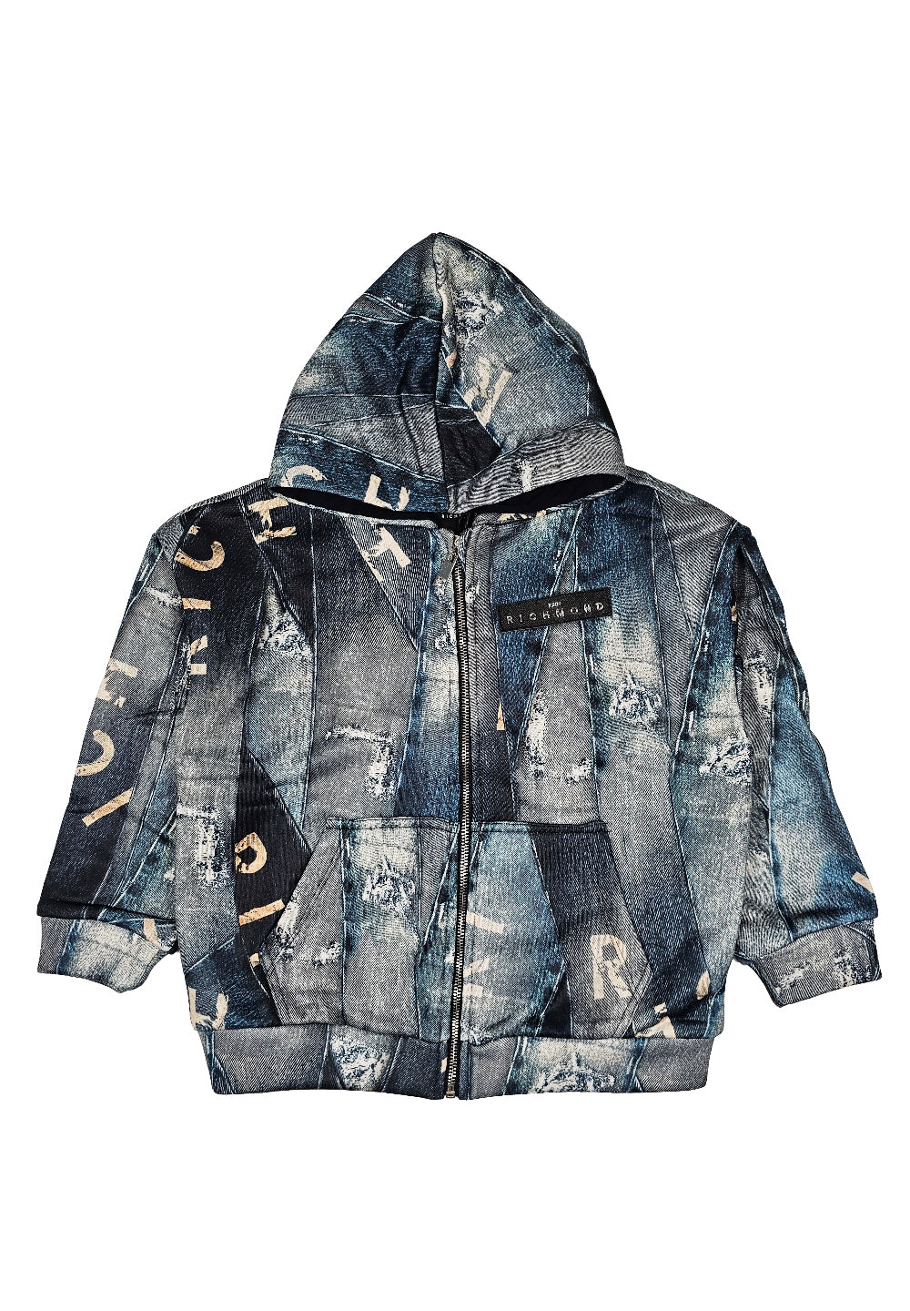Felpa zip blu denim per bambino