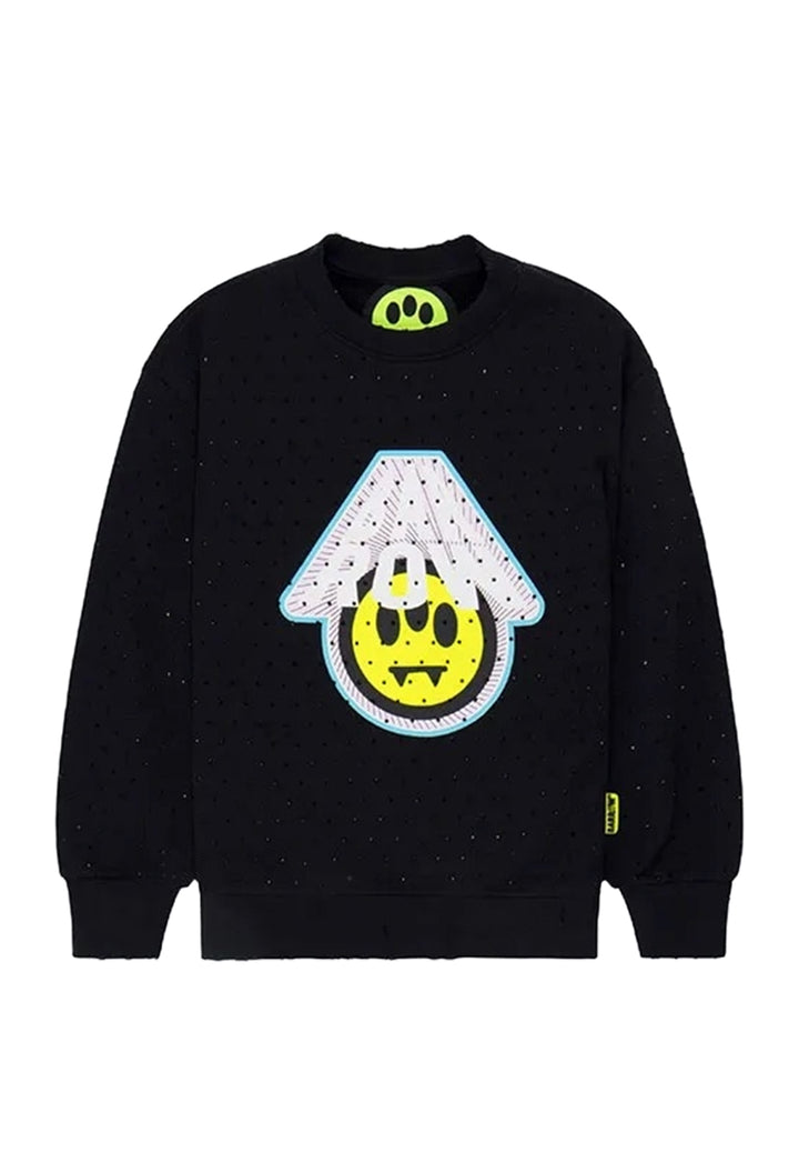 Felpa girocollo nera per bambina