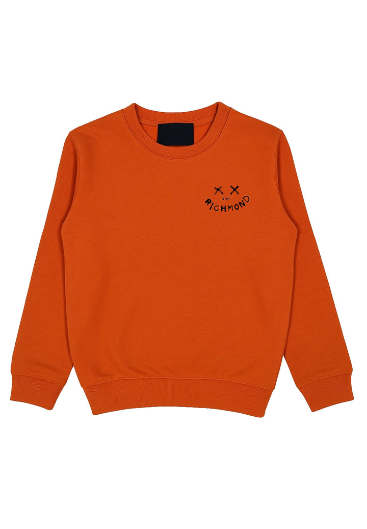 Sweat-shirt orange à col rond pour enfant
