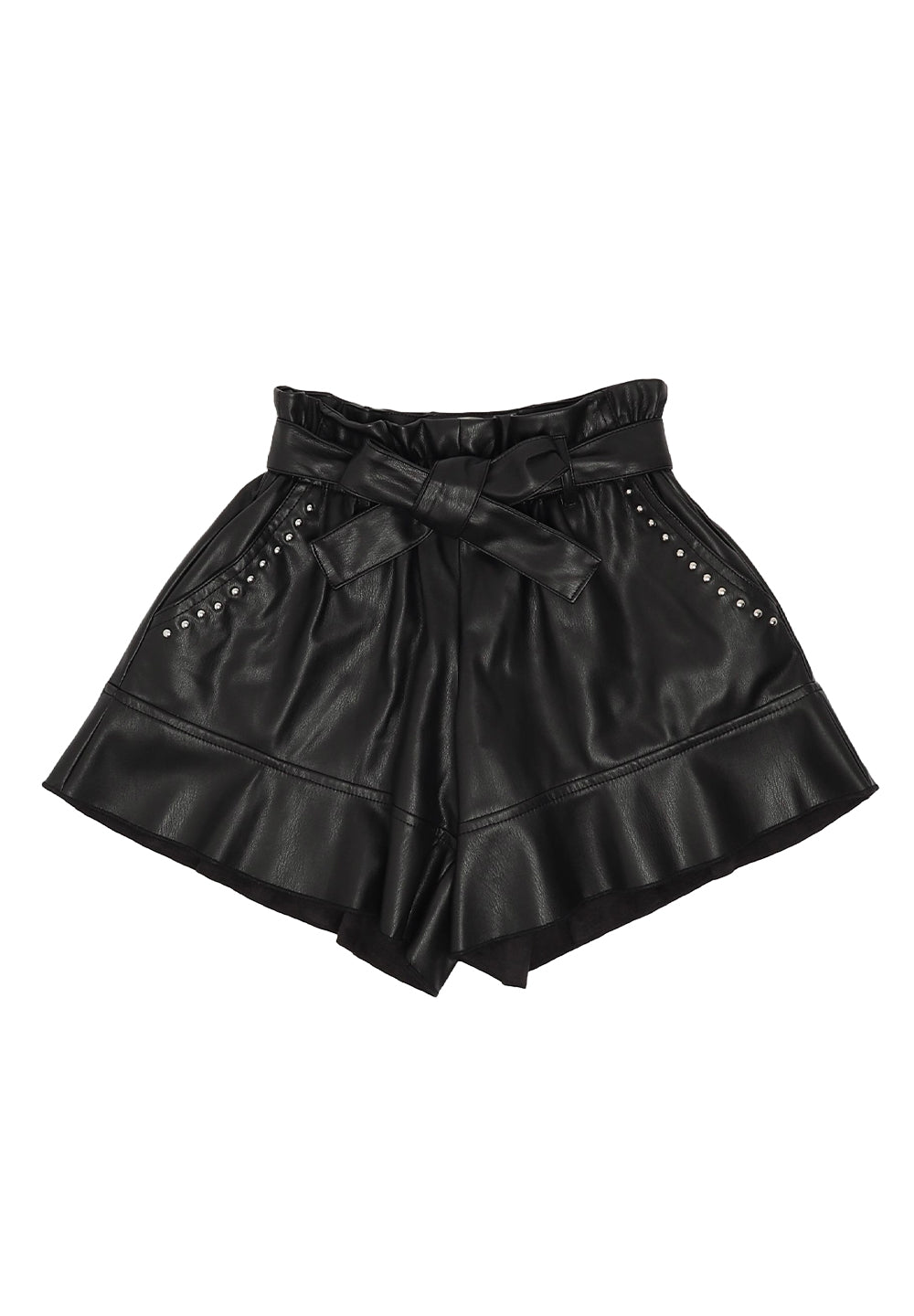 Shorts ecopelle nero per bambina