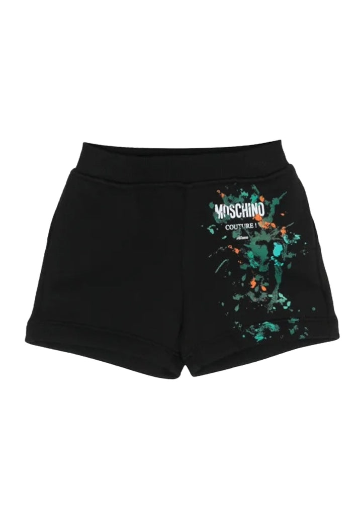 Schwarze Sweatshirt-Bermuda für Neugeborene