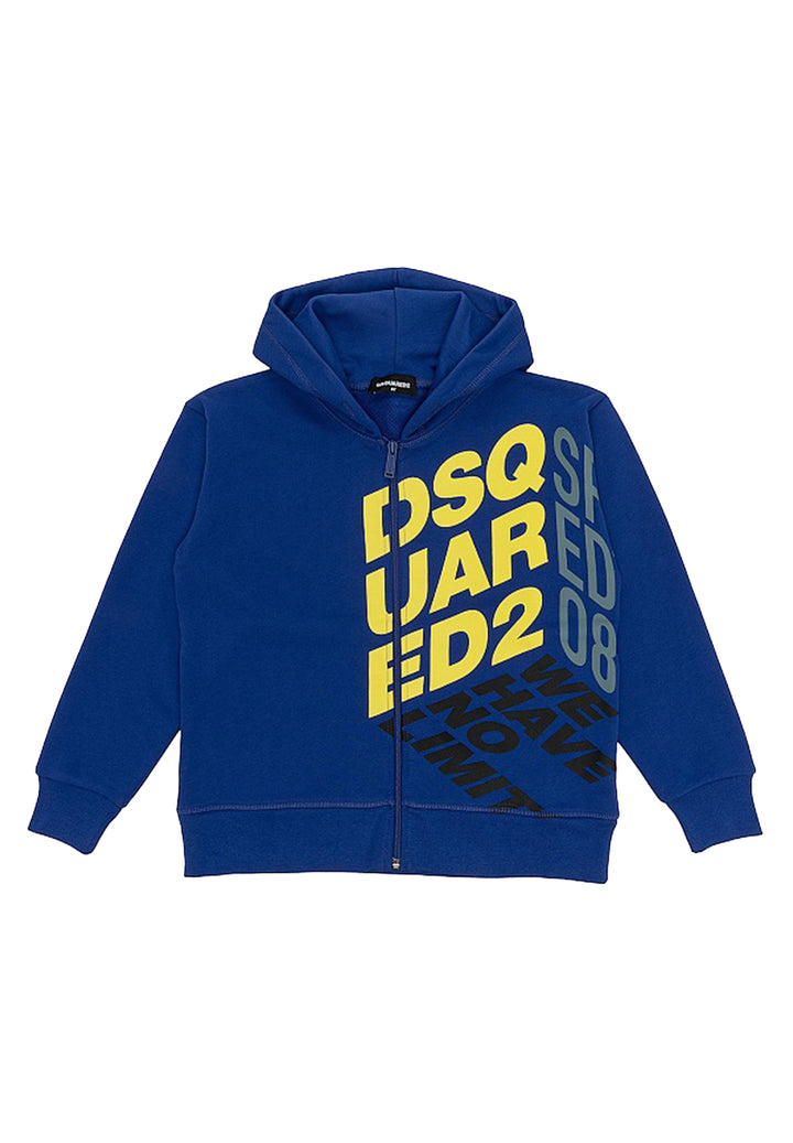 Felpa zip con cappuccio blu per bambino