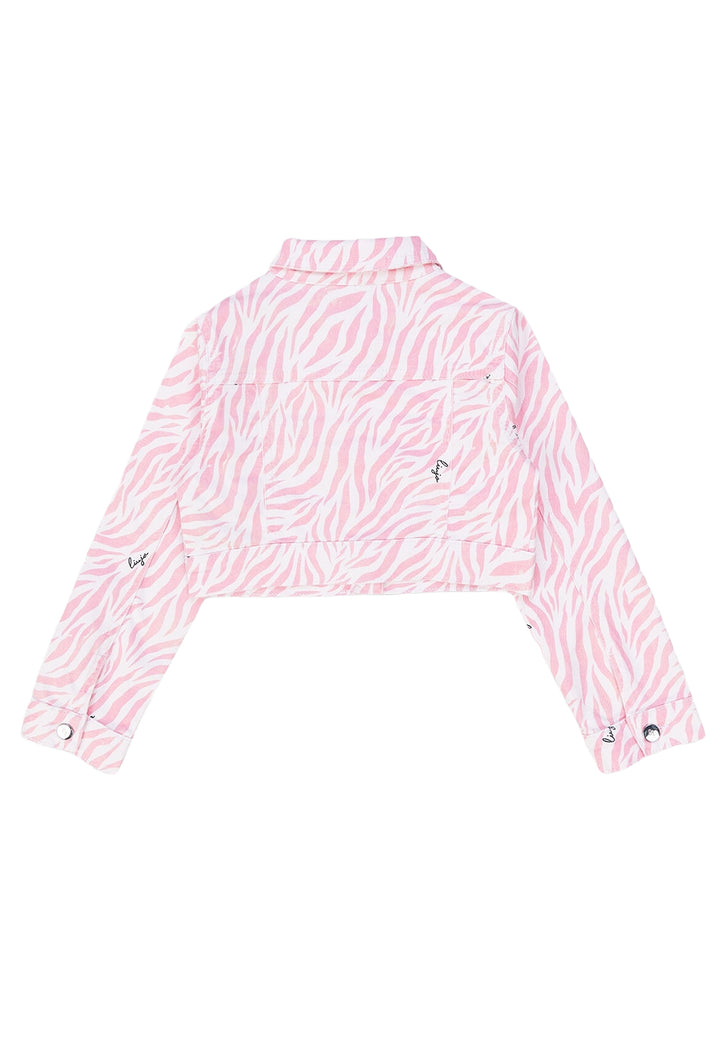 Veste en jean blanche et rose pour fille