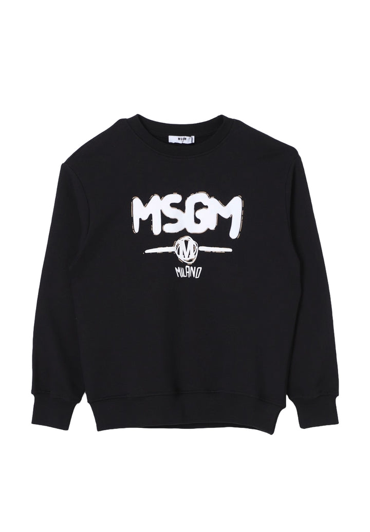Sweat-shirt noir à col rond pour enfant