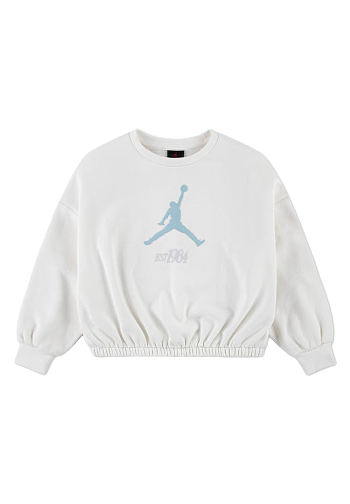 Sweat-shirt blanc à col rond pour fille