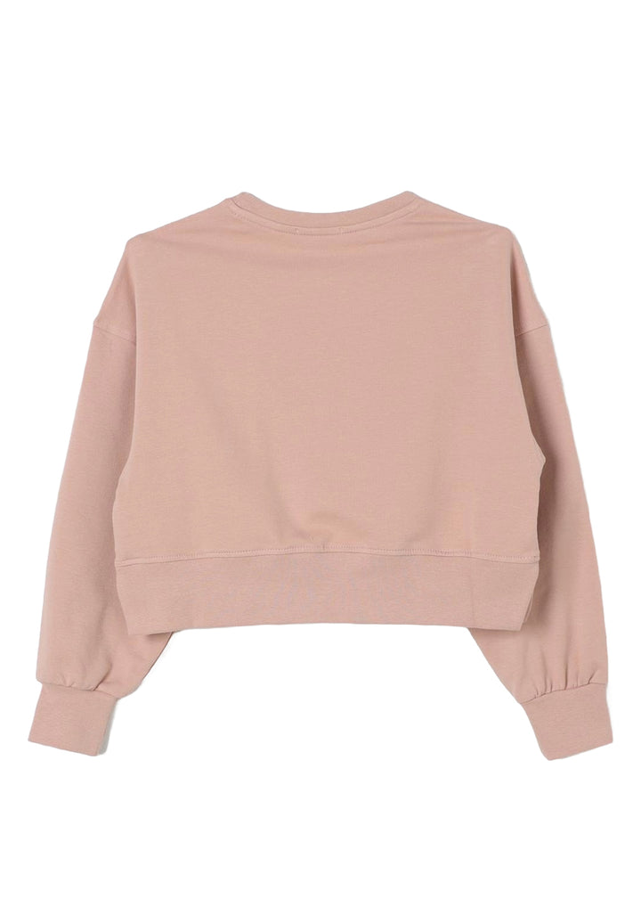 Sweat-shirt ras du cou rose pour fille