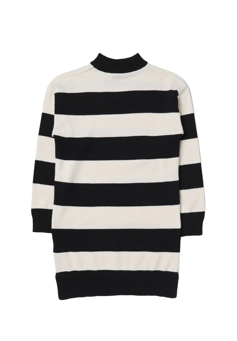 Weiß-schwarzes Strickkleid für Mädchen