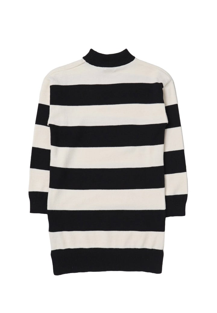 Weiß-schwarzes Strickkleid für Mädchen