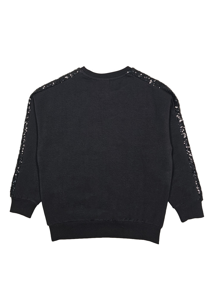Schwarzes Sweatshirt mit Rundhalsausschnitt für Mädchen