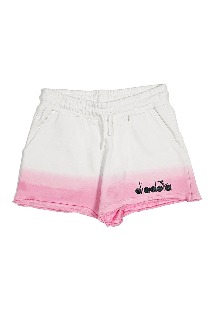 Short felpa bianco-rosa per bambina