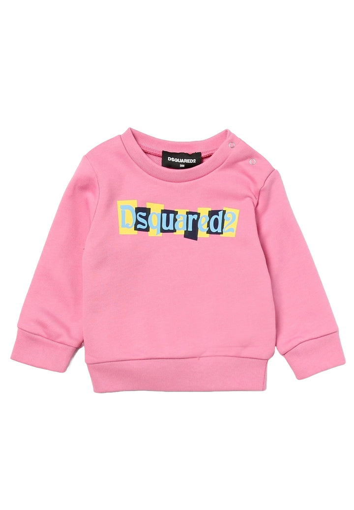 Sweat-shirt rose à col rond pour bébé fille