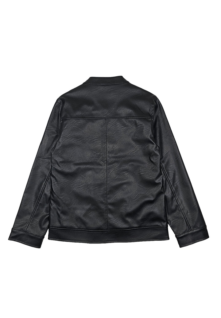 Schwarze Öko-Lederjacke für Kinder