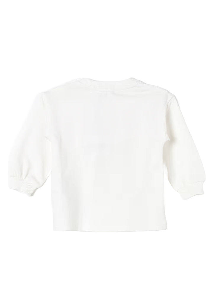 Cremefarbenes Sweatshirt mit Rundhalsausschnitt für kleine Mädchen