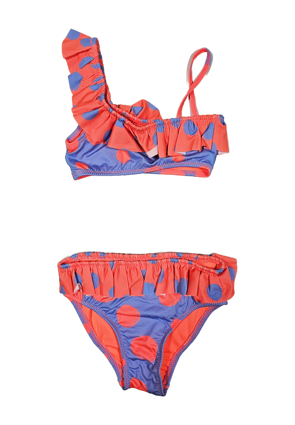 Costume bikini viola-arancione fluo per bambina