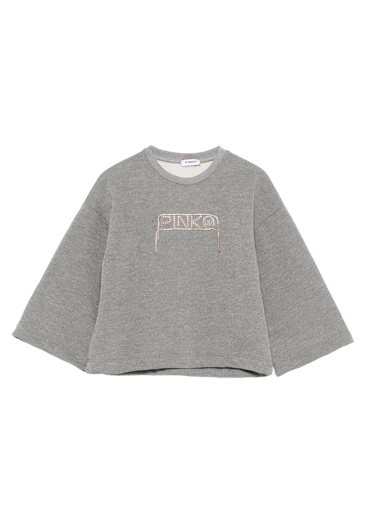 Felpa girocollo grigia per bambina