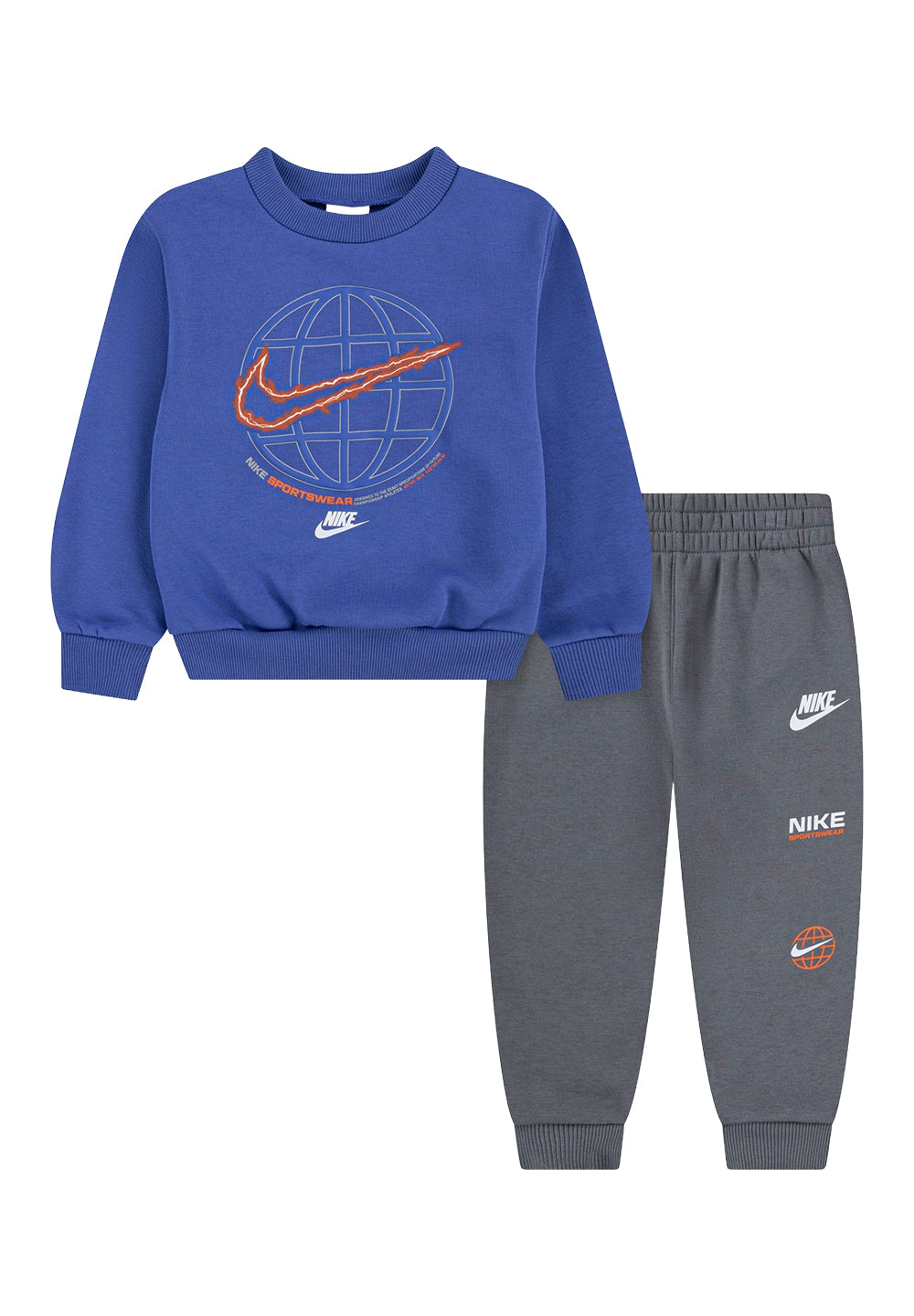 Completo felpa blu-grigio per bambino