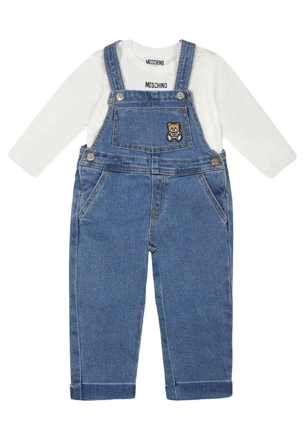 Tenue bleu denim-blanc pour nouveau-né