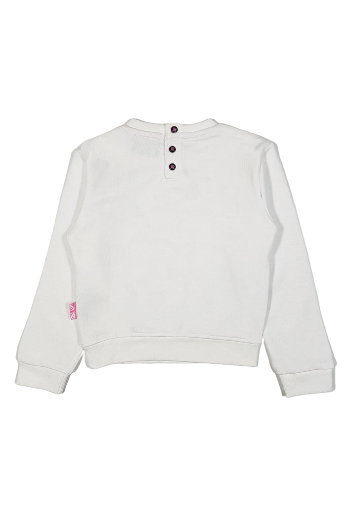 Sweat-shirt blanc à col rond pour bébé fille