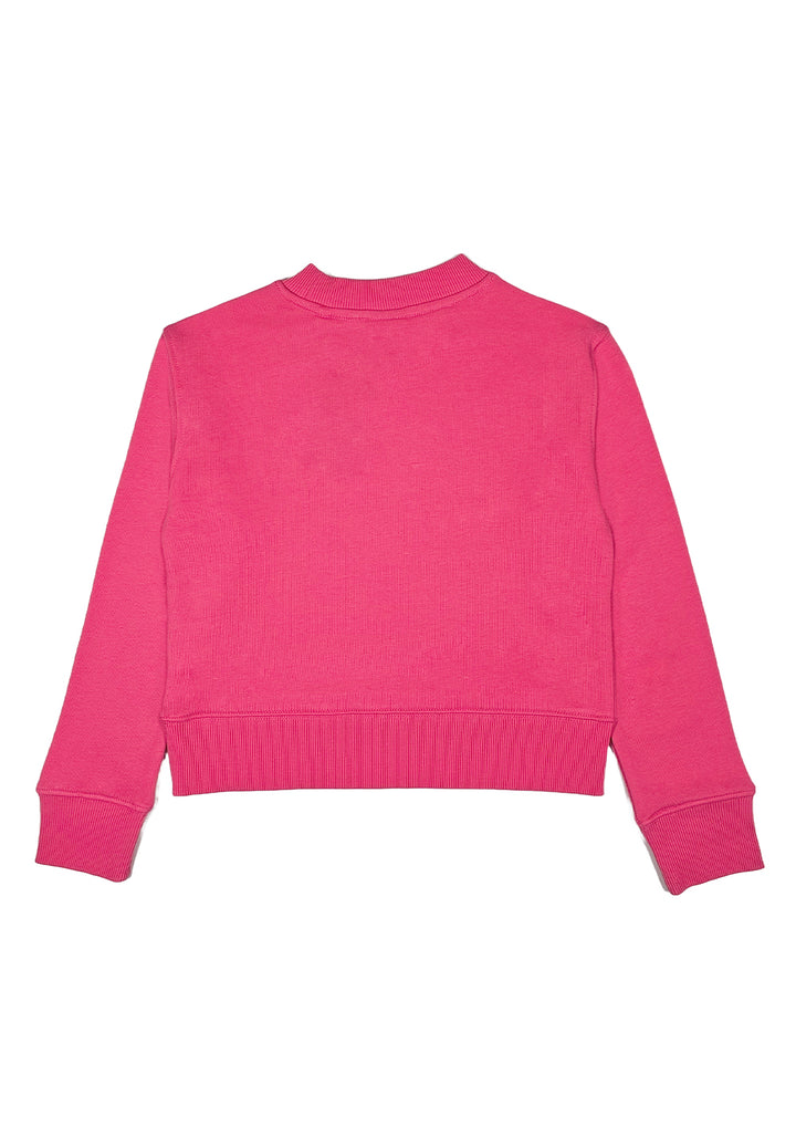 Felpa girocollo rosa per bambina