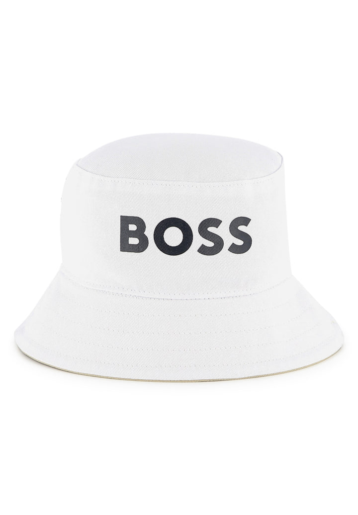 Bonnet réversible bleu-beige/blanc pour enfant