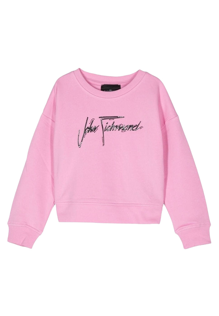 Sweat-shirt ras du cou rose pour fille