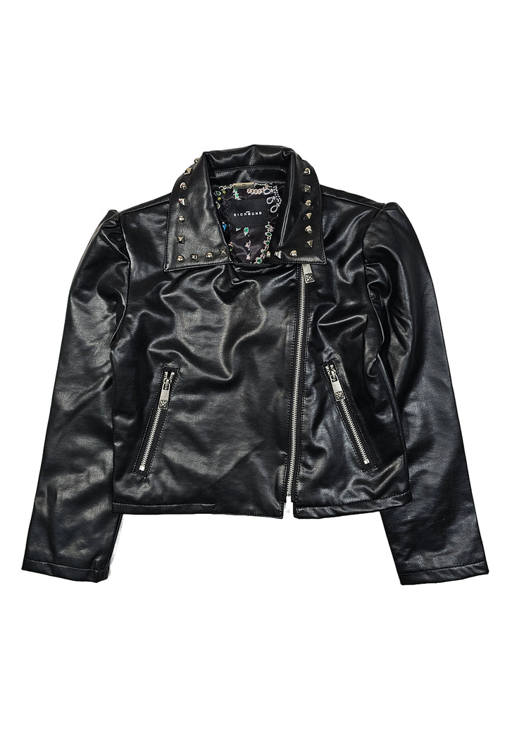 Veste en similicuir noir pour fille