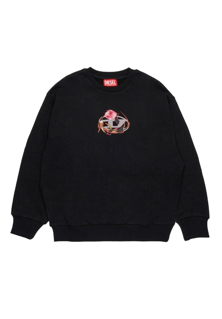 Sweat-shirt noir à col rond pour enfant