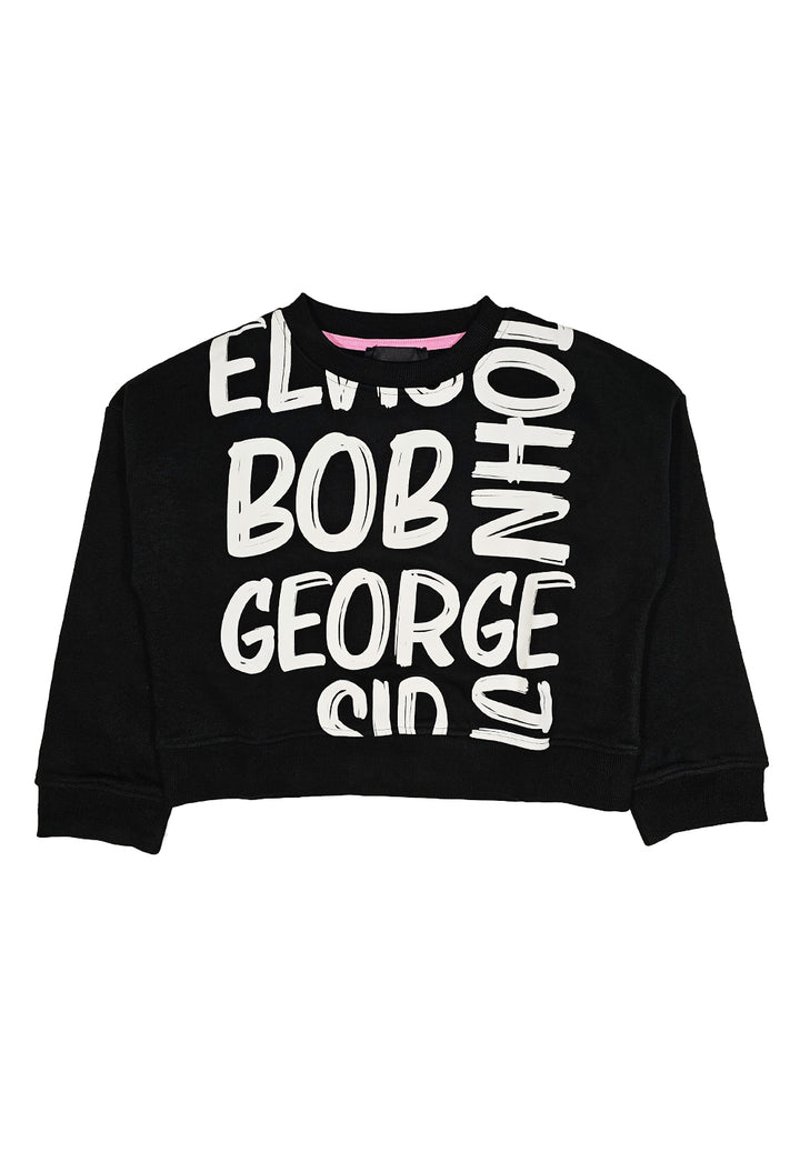 Sweat-shirt noir à col rond pour fille