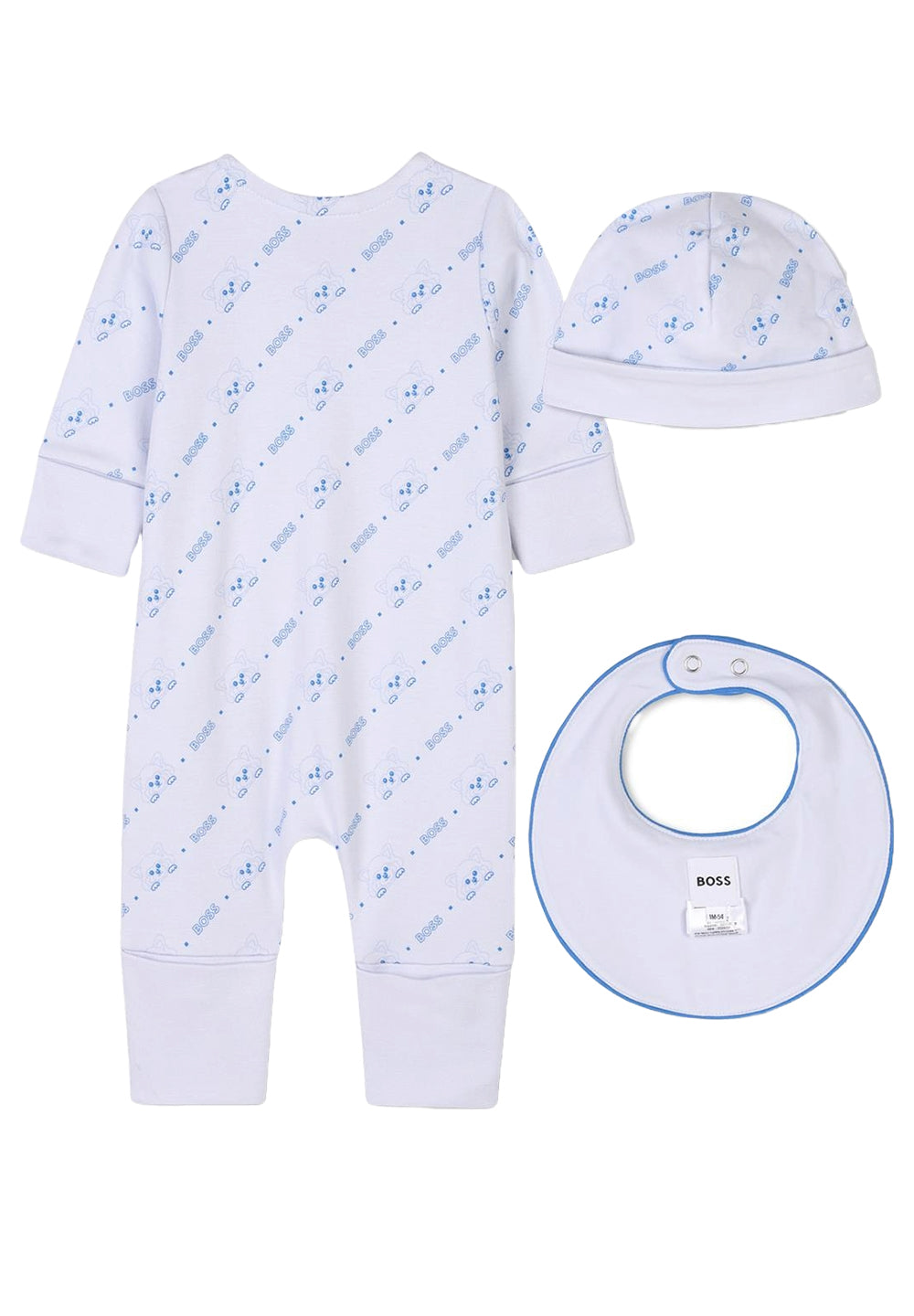 Set tutina+cappello+bavetta celeste per neonato