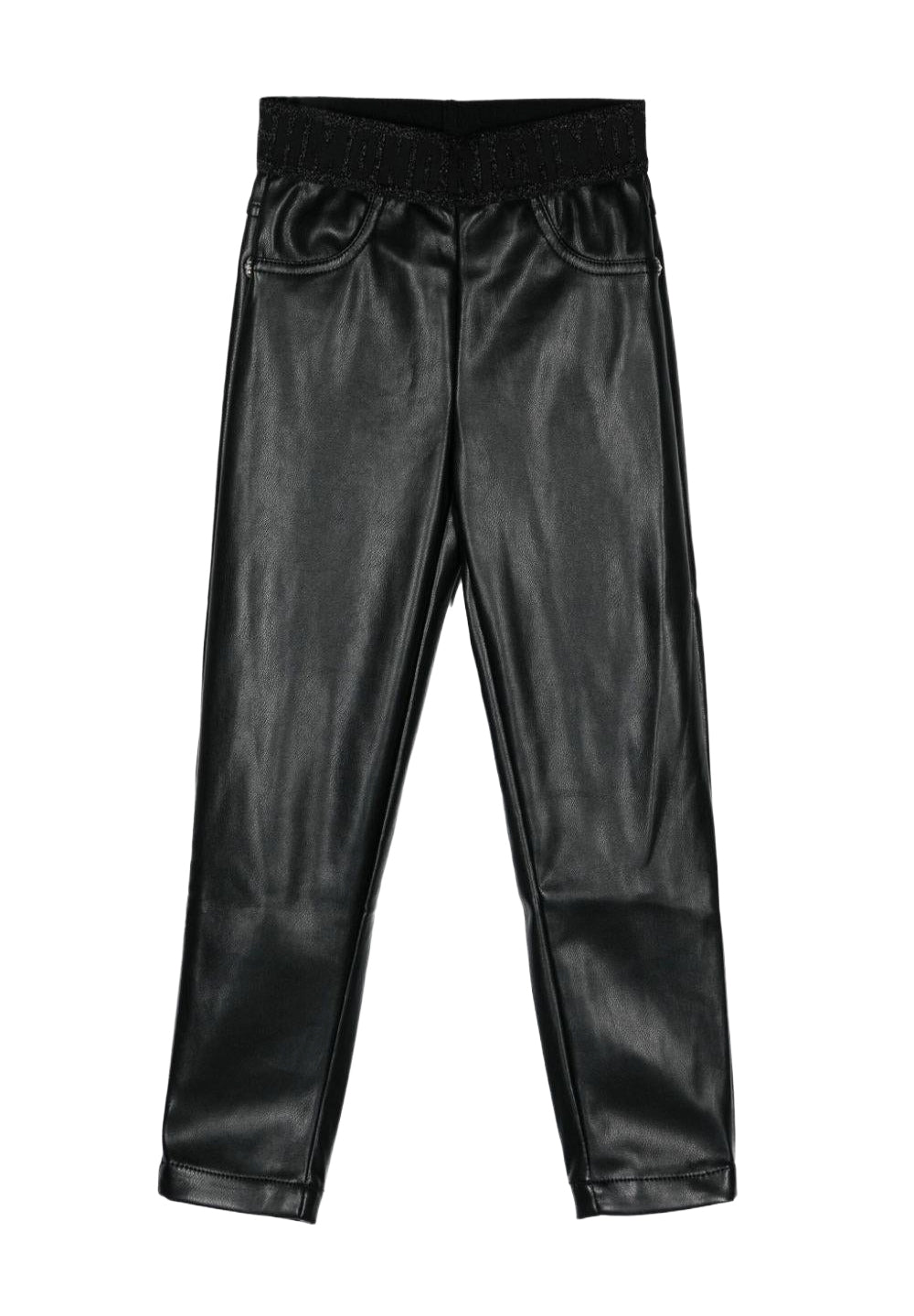 Leggings ecopelle nero per bambina