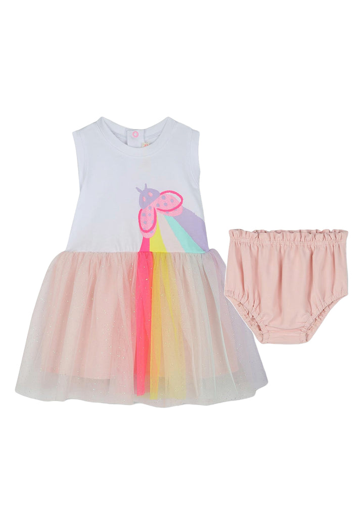 Vestito bianco-rosa per neonata