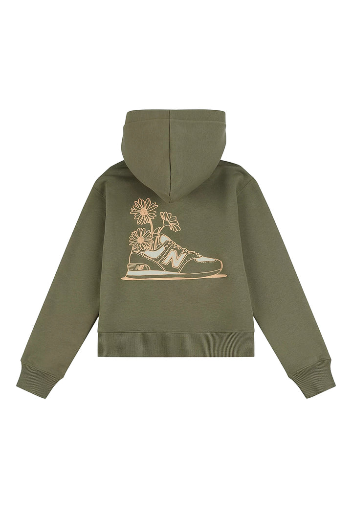 Felpa cappuccio verde per bambina