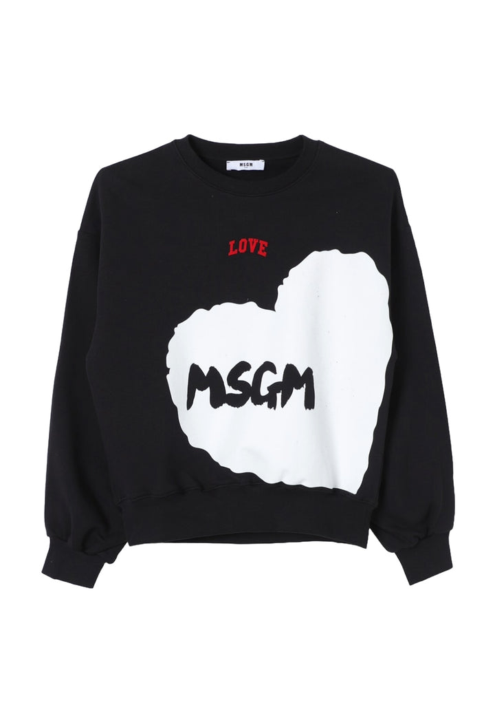 Sweat-shirt noir à col rond pour fille
