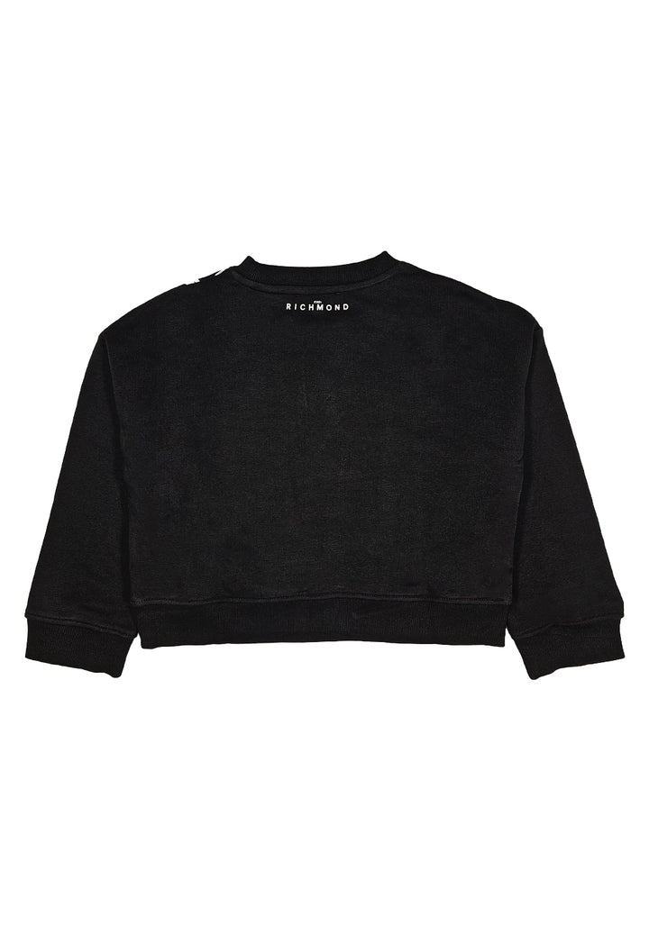 Sweat-shirt noir à col rond pour fille