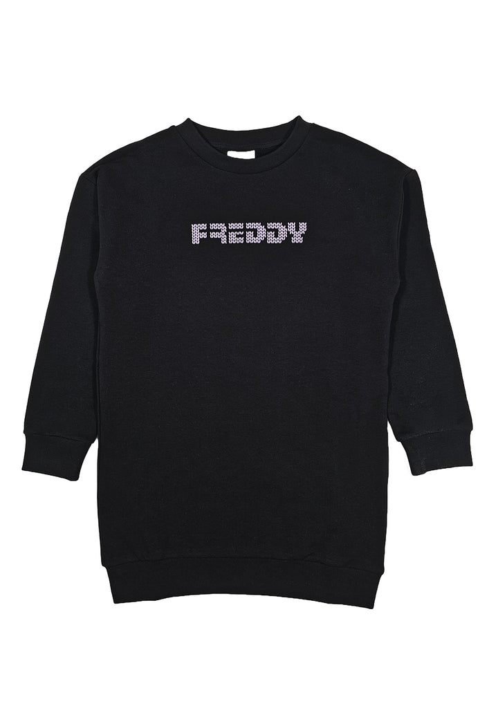 Robe sweat-shirt noire pour fille