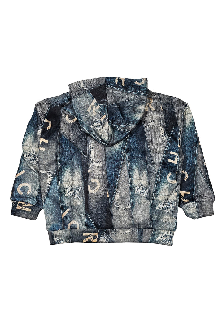 Felpa zip blu denim per bambino