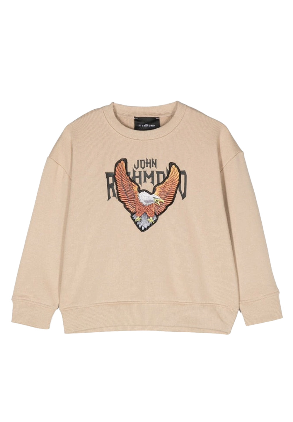 Felpa girocollo beige per bambino