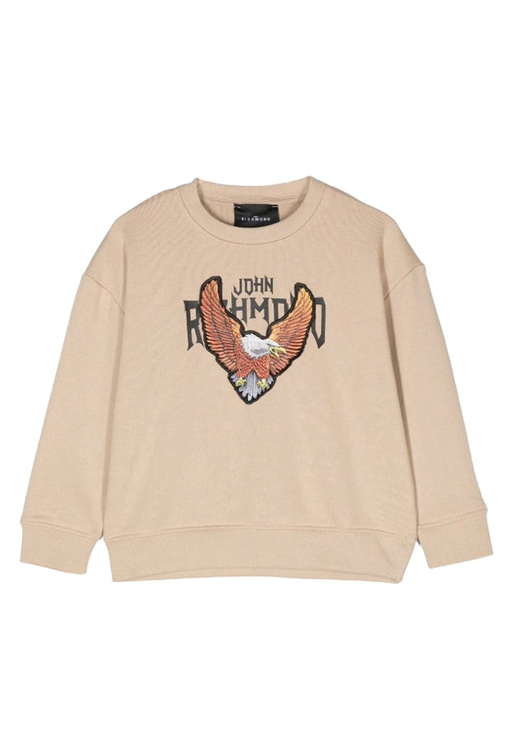 Felpa girocollo beige per bambino