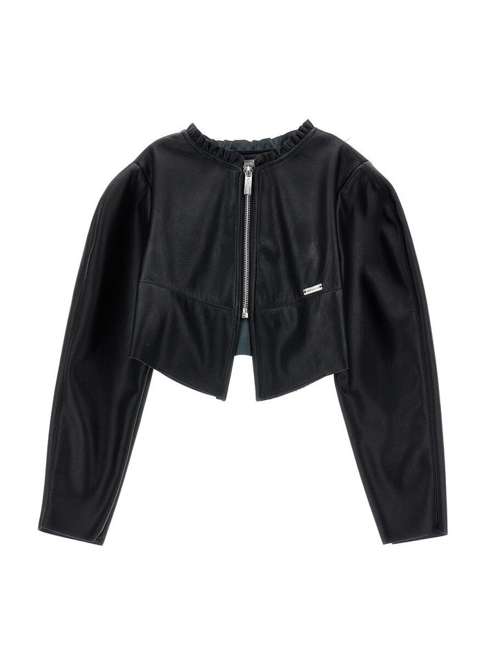 Veste en similicuir noir pour fille