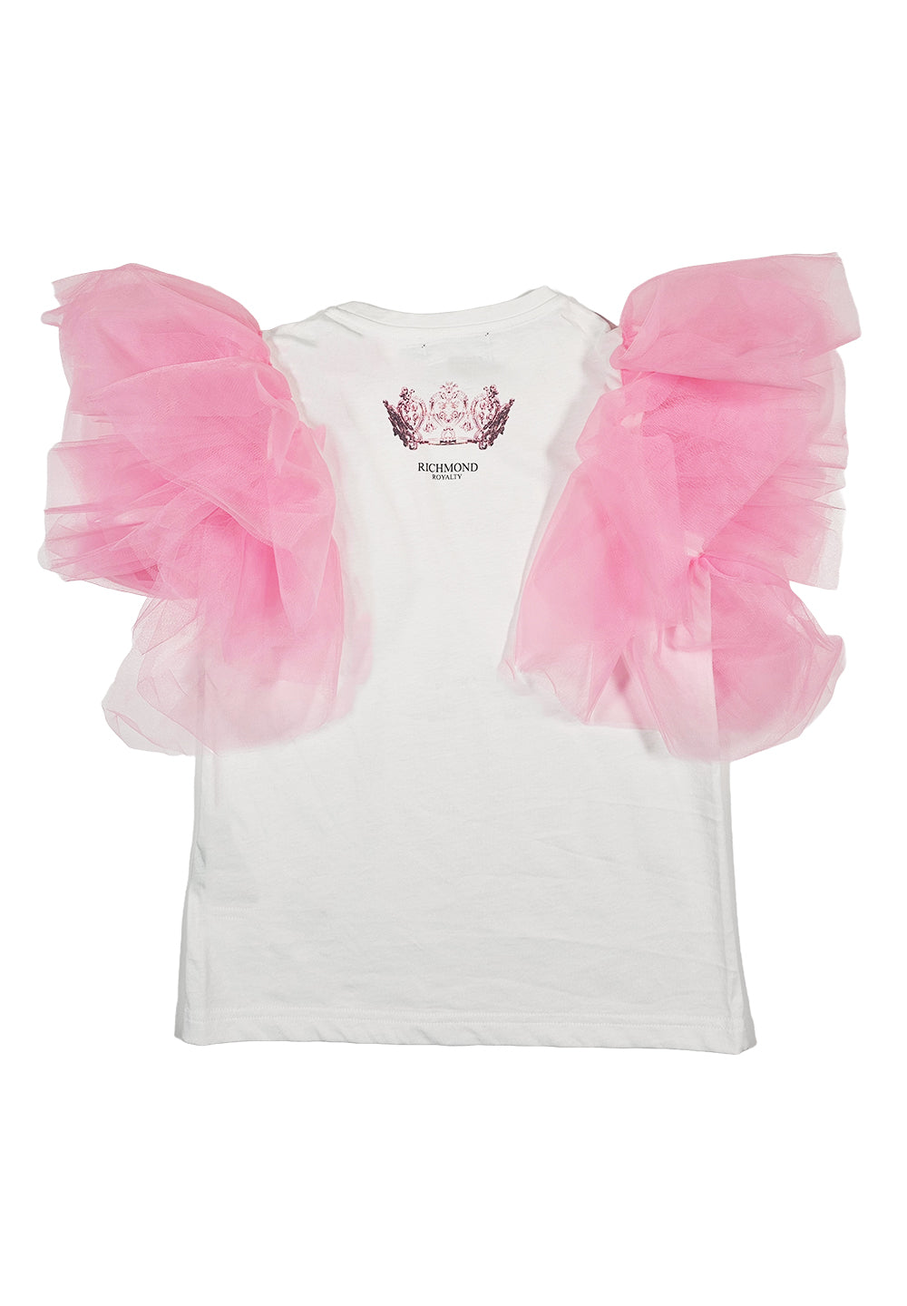 T-shirt bianco-rosa per bambina
