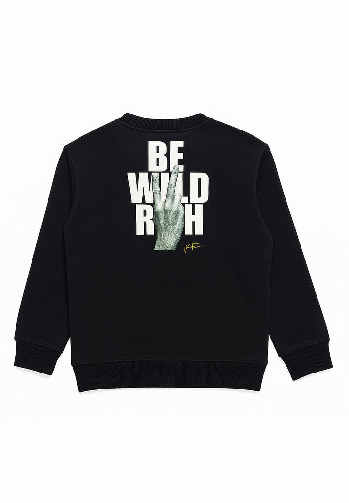 Sweat-shirt noir à col rond pour nouveau-nés