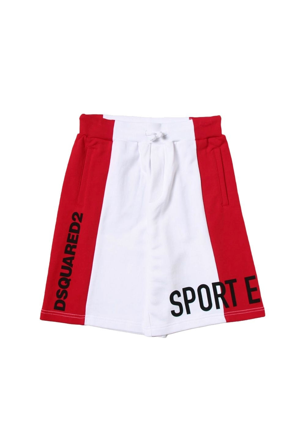 Bermuda felpa bianco-rosso per bambino - Primamoda kids