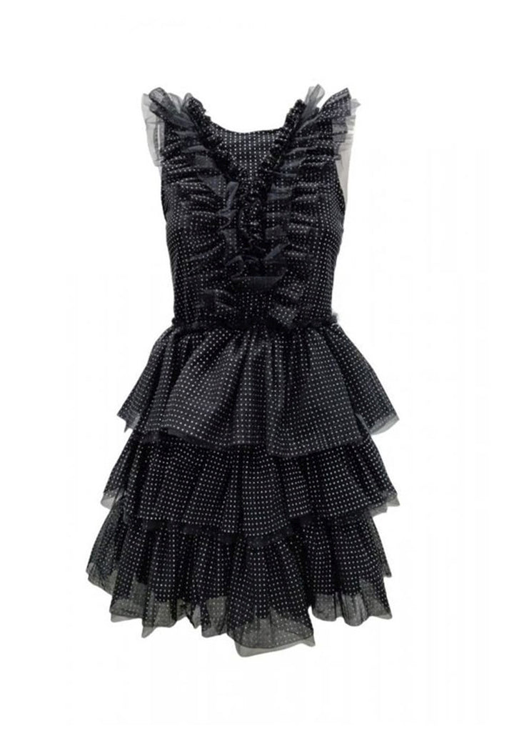 Vestito tulle borchiato nero per bambina - Primamoda kids