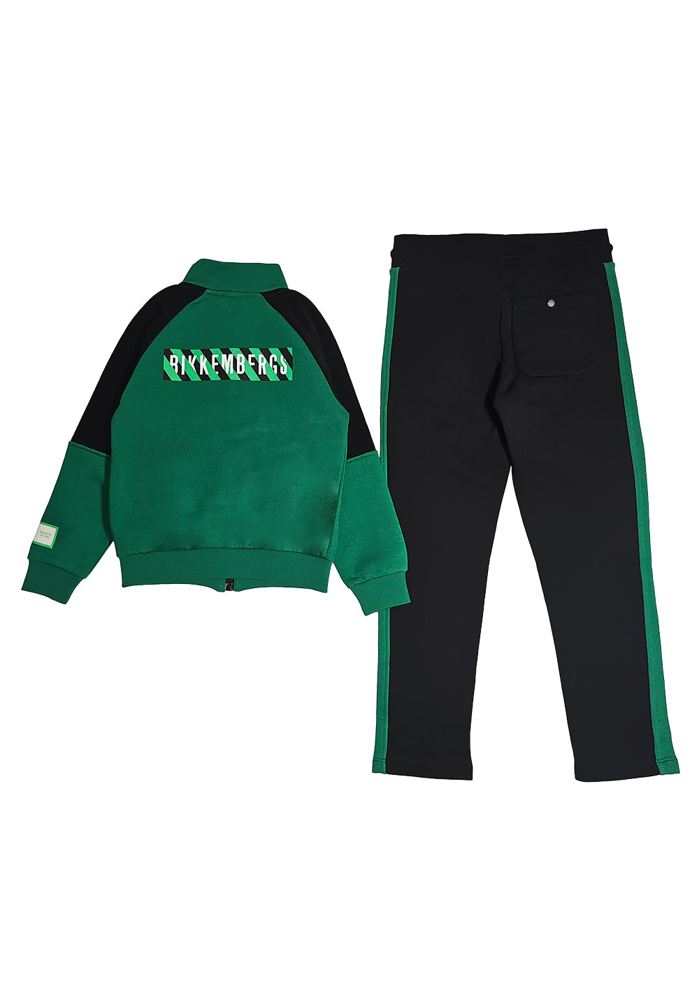Completo felpa verde-nero per bambino